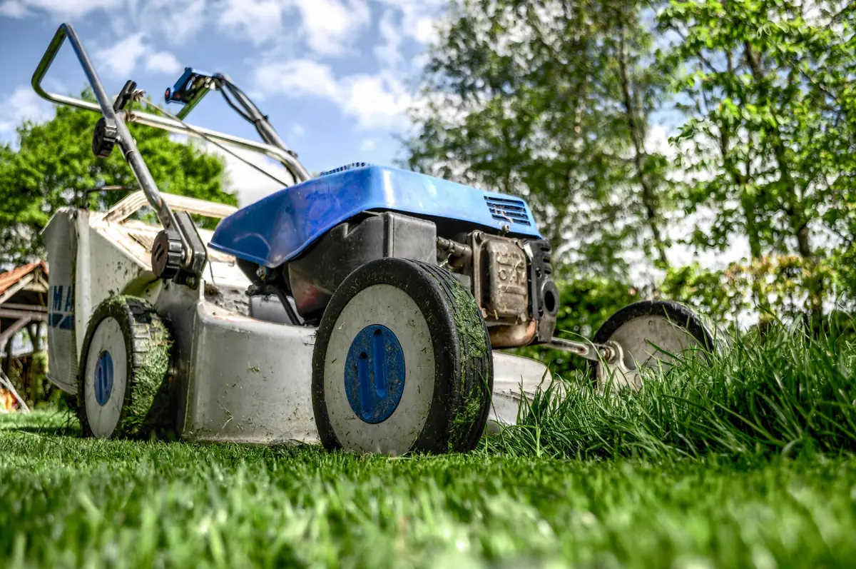 Lawn mower on green grass — full-service mowing in North Fort Worth